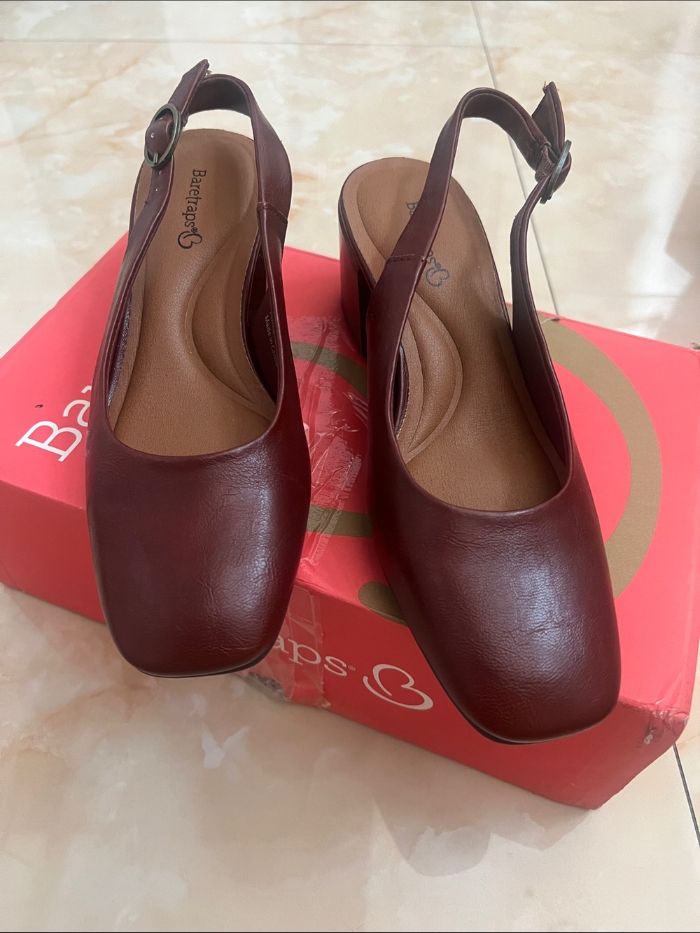 BareTraps Slingback Mules in Deep Burgundy